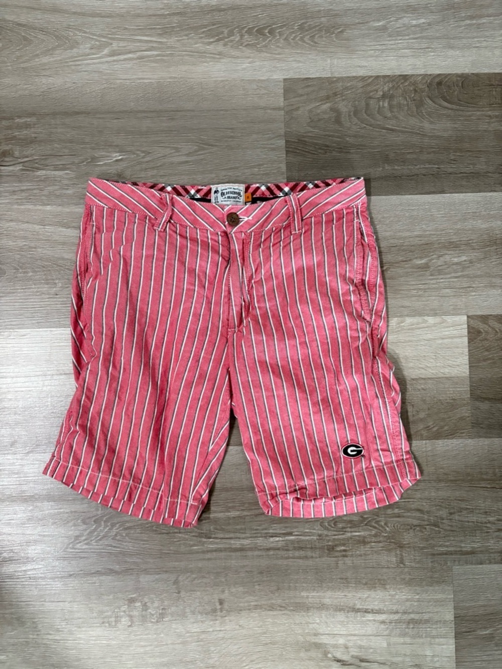 Georgia Bulldogs Striped Red & White Shorts with 'G' Logo